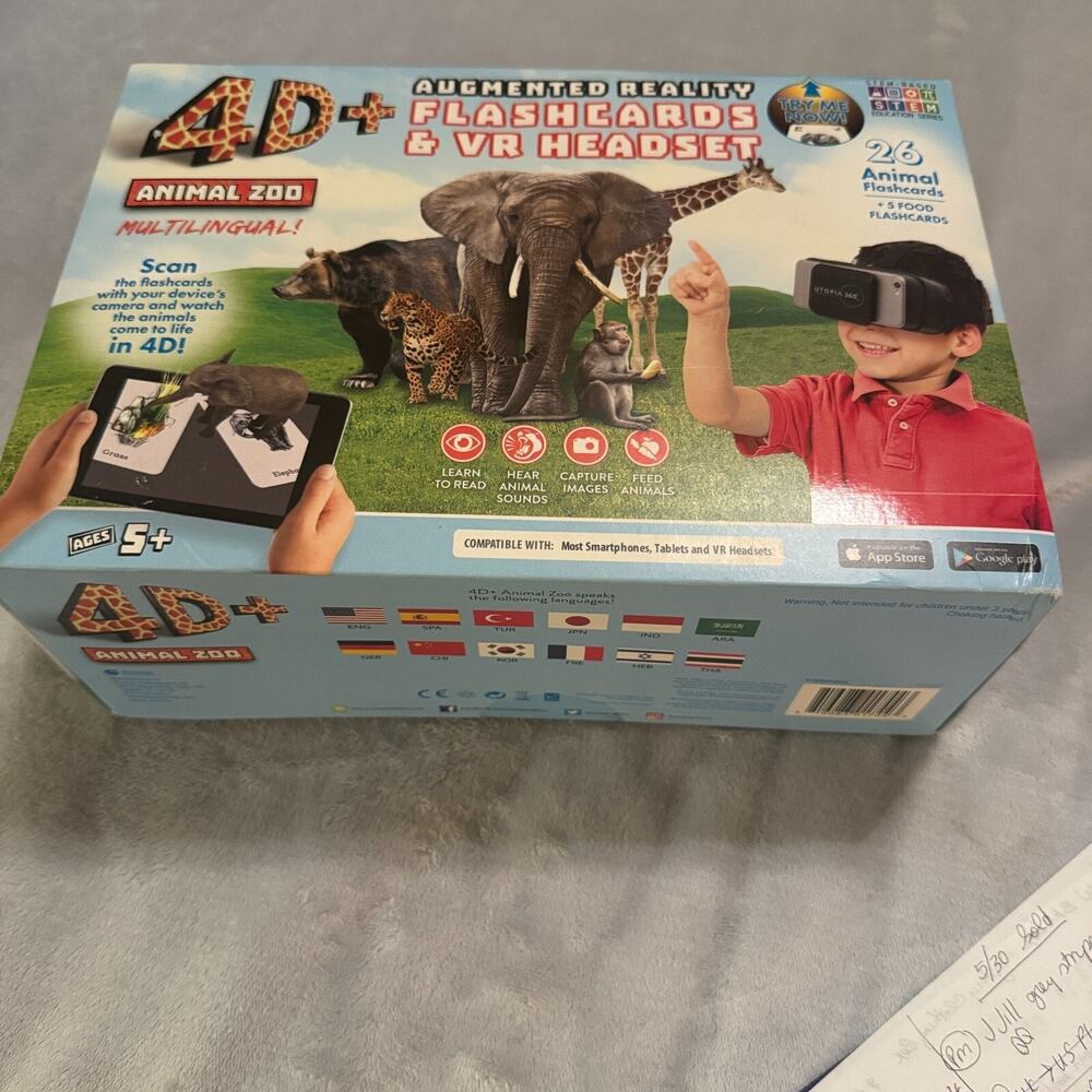 ETVRARZOO 4D+ Utopia 360 VR‎ Headset & Animal Zoo Augmented Reality Cards